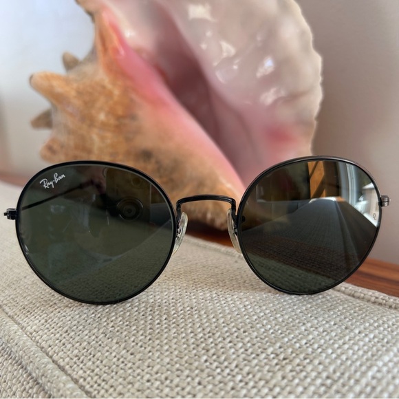 VTG 90’s Ray-Ban W0608 Metal Frames/B&L Green Round Aviator Lenses, Unisex - Picture 1 of 11